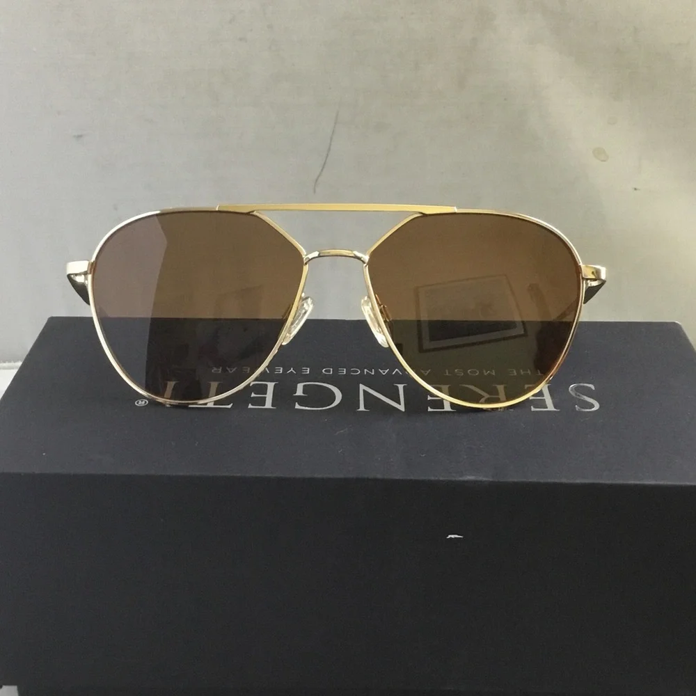 Serengeti Odell Polarized Gold Frame Sunglasses with Brown Lenses
